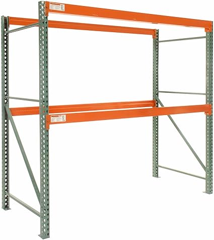Global Industrial Teardrop Pallet Rack Starter Unit, 120"W x 48"D x 120"H, 5630 lbs Shelf Capacity, Steel Construction, Orange & Green, For Industrial Storage